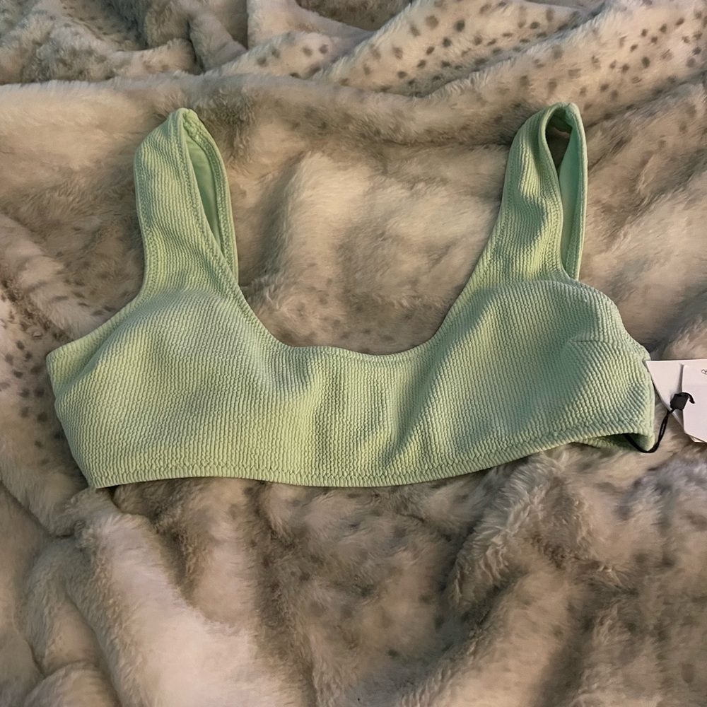 NWT Zara sea green textured swim top